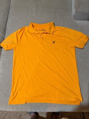 American Eagle Outfitters Bright Orange Polo with Embroidered Logo